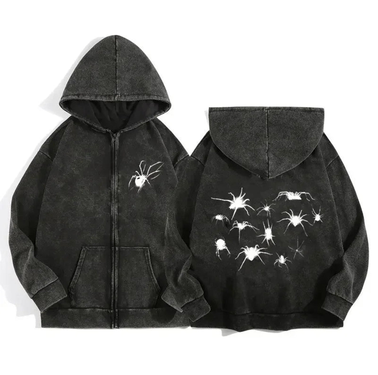 Acid Wash Zip Up Hoodie