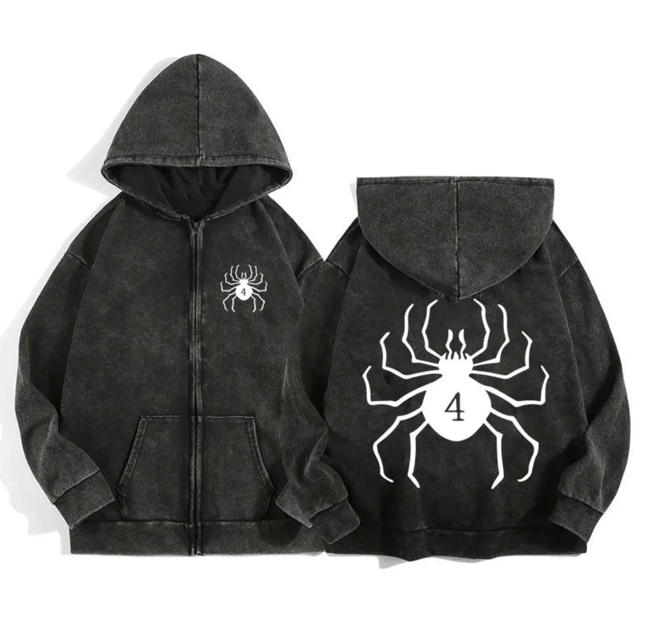 Acid Wash Zip Up Hoodie