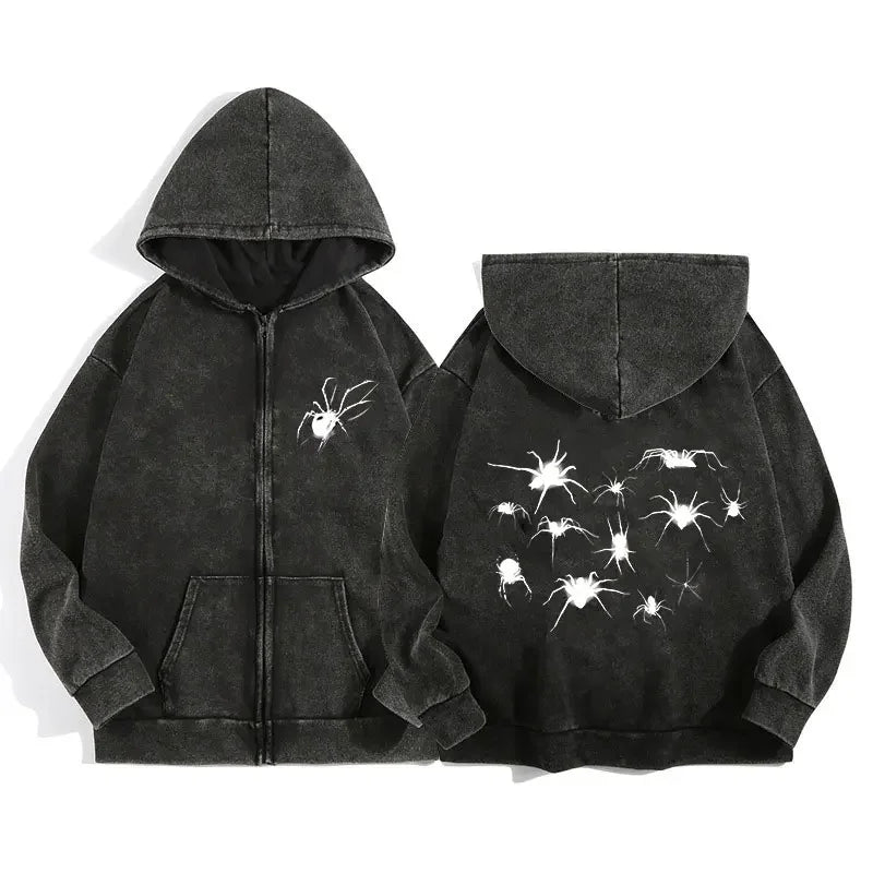 Acid Wash Zip Up Hoodie