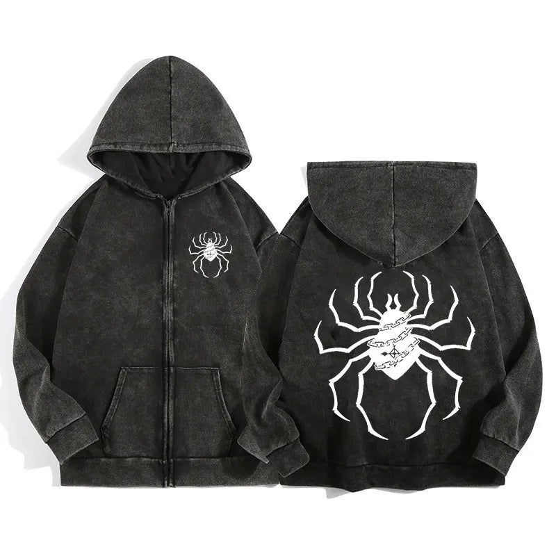 Acid Wash Zip Up Hoodie