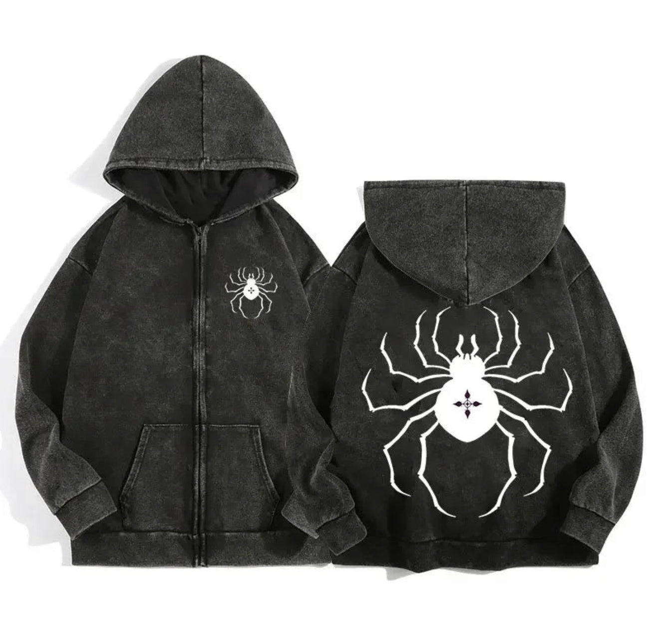 Acid Wash Zip Up Hoodie