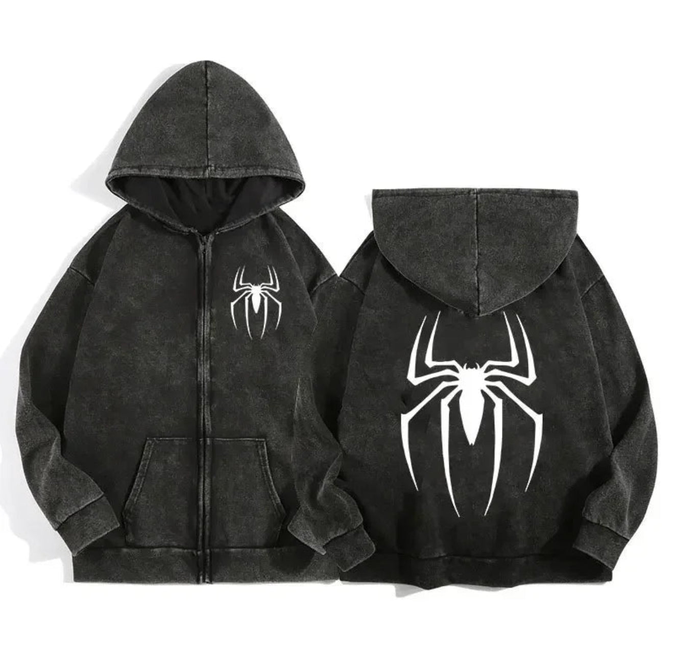 Acid Wash Zip Up Hoodie