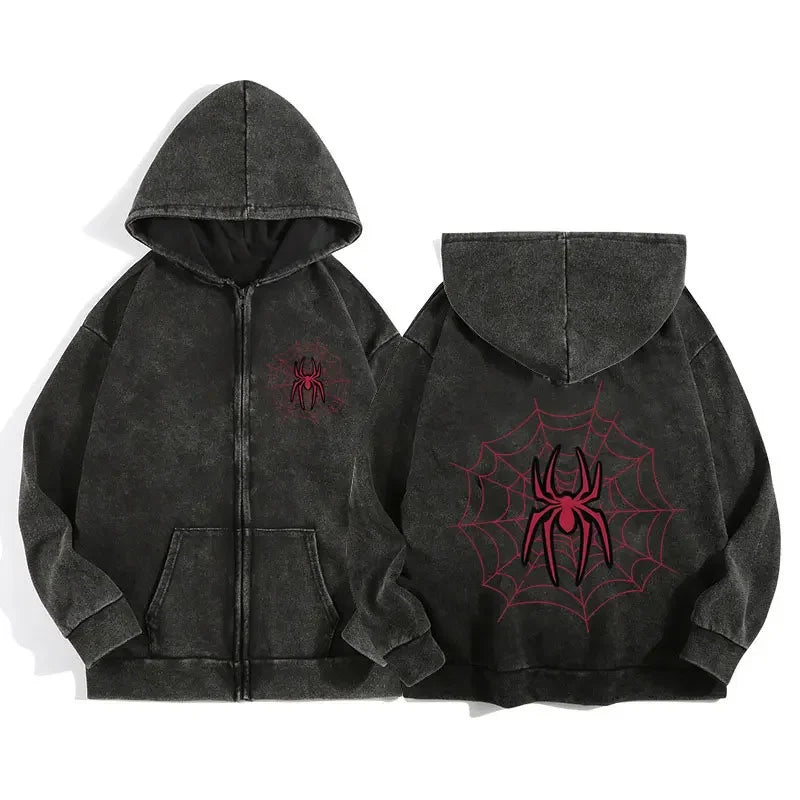 Acid Wash Zip Up Hoodie