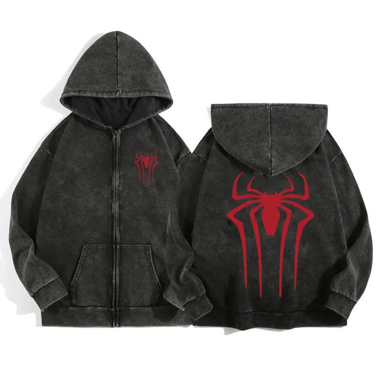 Acid Wash Zip Up Hoodie