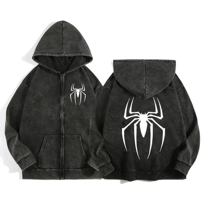 Acid Wash Zip Up Hoodie